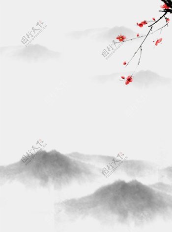 中国风古风山水水墨画背景图图片