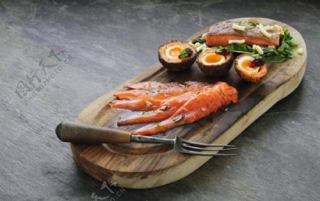 三文鱼美食食材背景海报素材图片