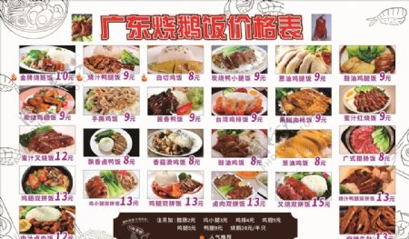 广东烧鹅价格表菜单图片