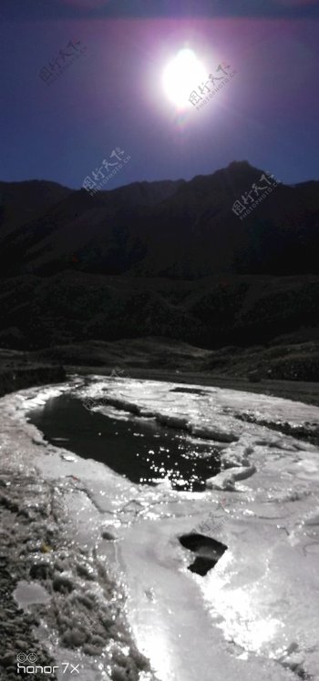 大山峡谷冰川日落风景图片