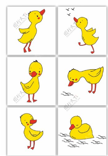 卡通手绘可爱小黄鸭图片
