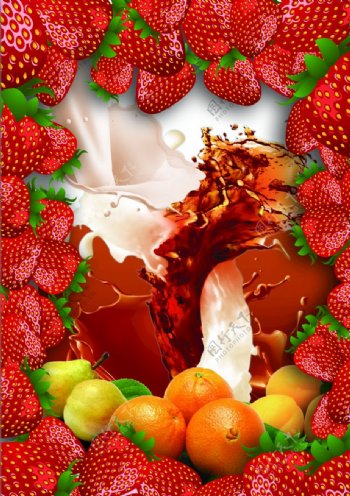 水果草莓牛奶咖啡图片