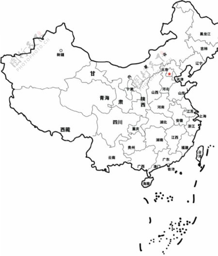 中国简笔画矢量图黑白线稿图片