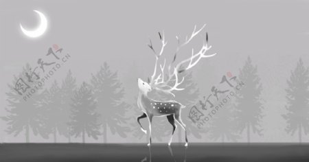 冬季树林插画图片