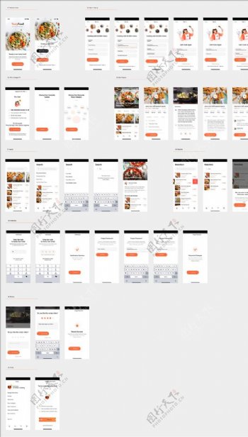 美食平台UI设计橙色白色登录页图片