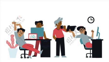 卡通工作商务团队工作人物素材图片 装饰图案 设计元素 图行天下素材网