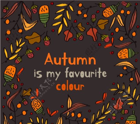 彩绘秋季元素图片