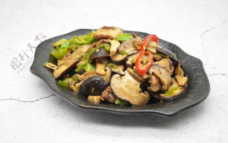 青椒炒香菇美食食材背景海报素材图片