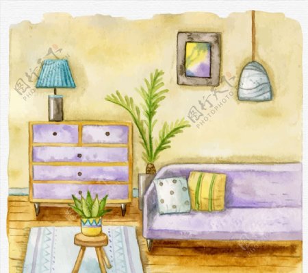 彩绘温馨客厅图片