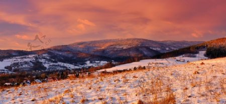 冬季夕阳景观图片