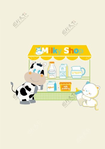 卖牛奶的小店图片