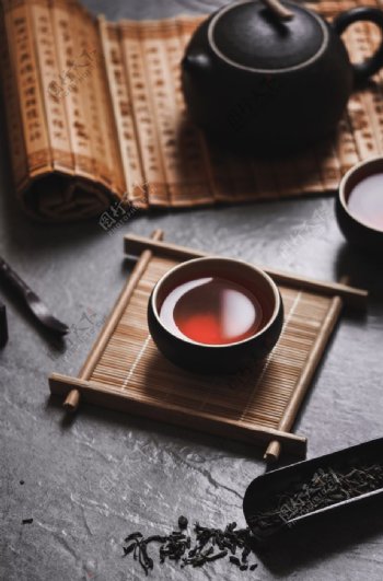红茶复古茶具背景海报素材图片