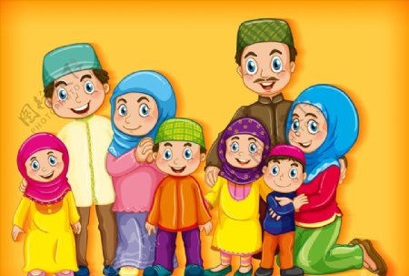 穆斯林家庭人物图片