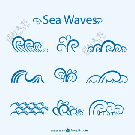 蓝色海浪设计图片