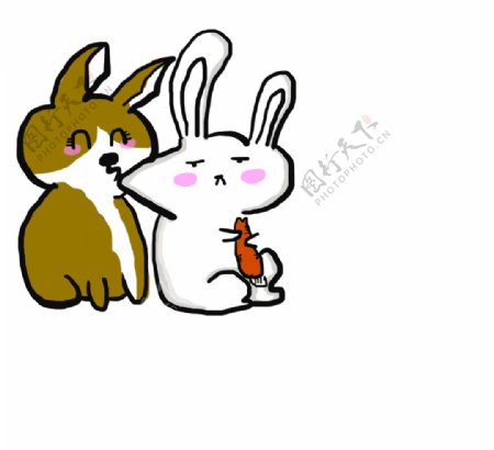 插画兔子吃萝卜图片
