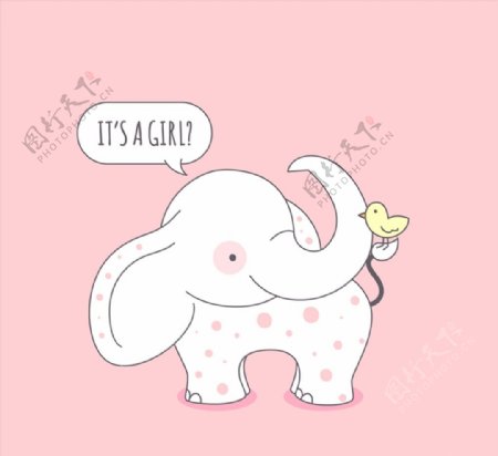 卡通大象迎婴卡片图片
