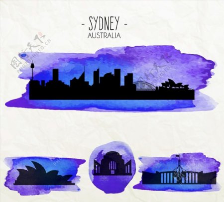 水彩澳大利亚建筑图片