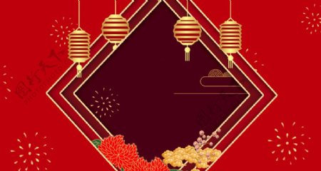 中国红传统新年背景图片