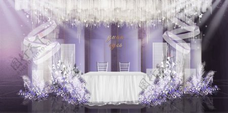 紫色唯美婚礼背板图片