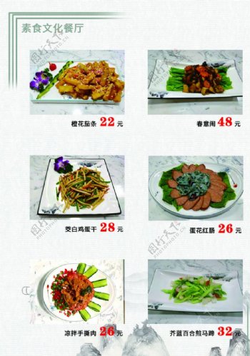 素食菜单图片