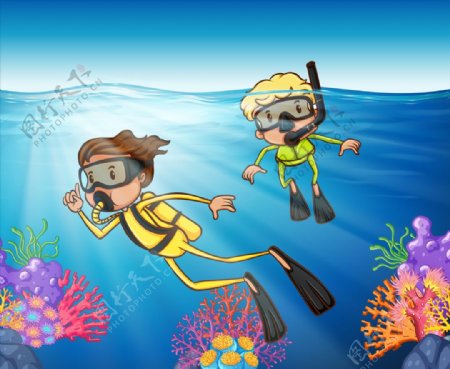 卡通潜水员图片