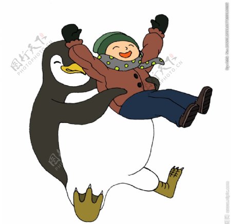 企鹅手绘插画图片