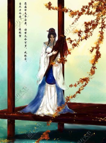 古装帅哥美女插画图片