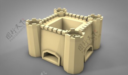 C4D模型像素城堡图片
